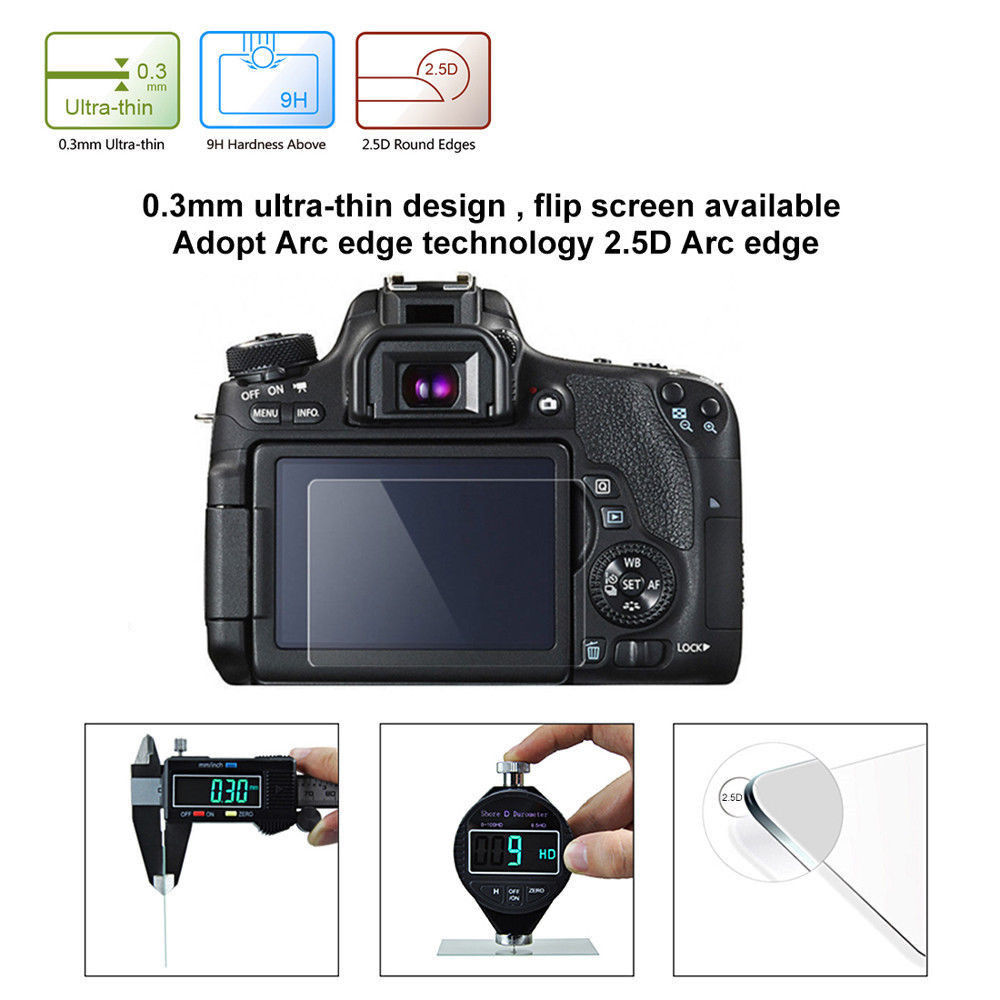 Tempered Glass Camera LCD Screen Protector - Self Adhesive - Touchscreen Compatible - Paramount Camera & Repair